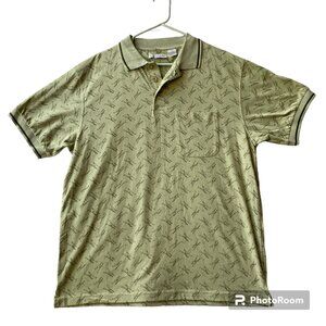 Michael Austin Golf Shirt Mens Size L Vintage New All Over Print Green Clubs NWT